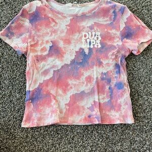 H&M Girls Dua Lipa Pink and Purple Tie-Dye Tee